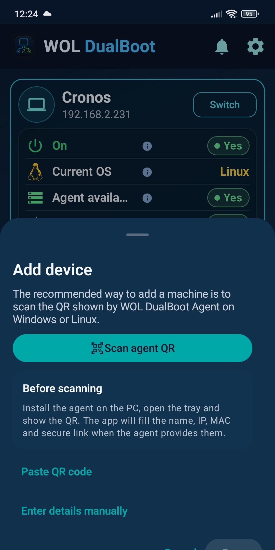 Alta de un dispositivo mediante QR en WOL DualBoot.